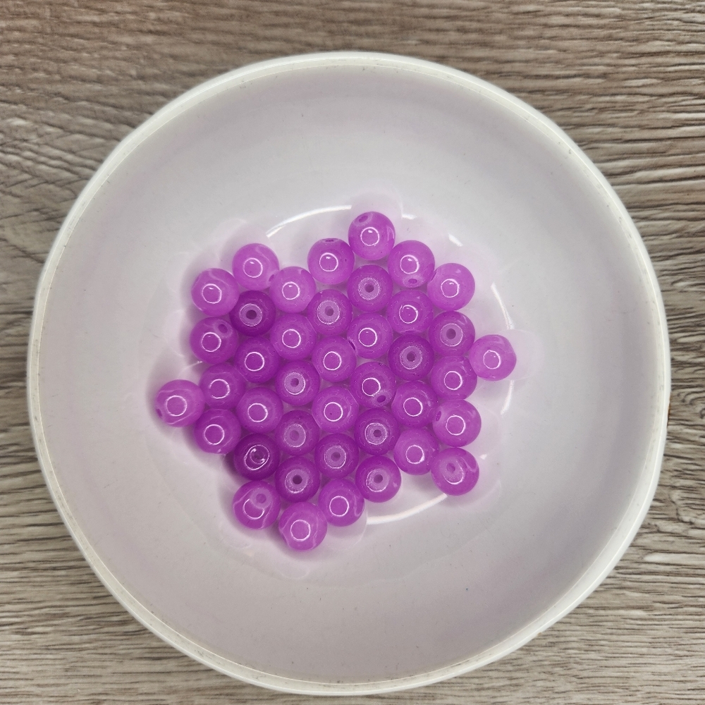 Purple Glass Beads 8mm Round 40 Bead Count #53